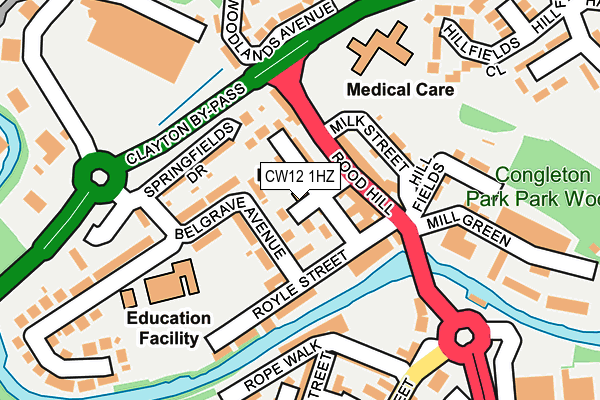 CW12 1HZ map - OS OpenMap – Local (Ordnance Survey)