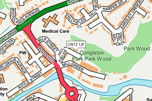 CW12 1JF map - OS OpenMap – Local (Ordnance Survey)