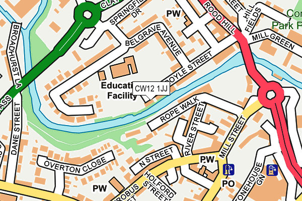 CW12 1JJ map - OS OpenMap – Local (Ordnance Survey)