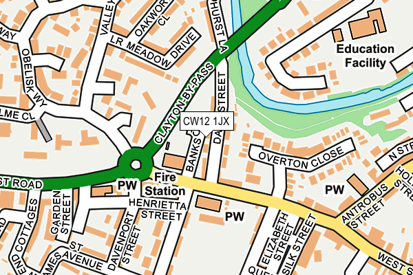 CW12 1JX map - OS OpenMap – Local (Ordnance Survey)