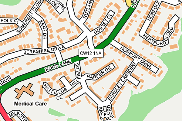 CW12 1NA map - OS OpenMap – Local (Ordnance Survey)