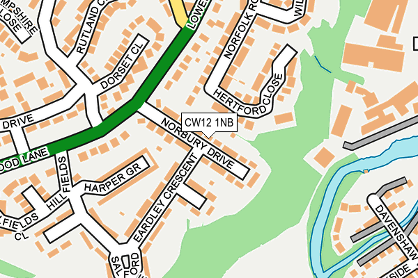CW12 1NB map - OS OpenMap – Local (Ordnance Survey)