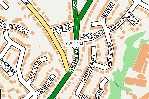CW12 1NJ map - OS OpenMap – Local (Ordnance Survey)