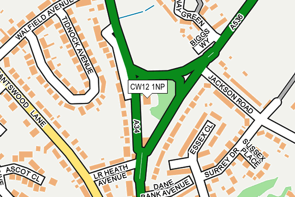 CW12 1NP map - OS OpenMap – Local (Ordnance Survey)