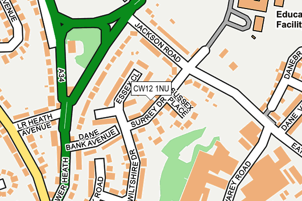 CW12 1NU map - OS OpenMap – Local (Ordnance Survey)