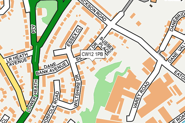 CW12 1PB map - OS OpenMap – Local (Ordnance Survey)