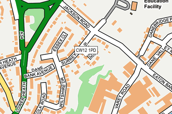 CW12 1PD map - OS OpenMap – Local (Ordnance Survey)