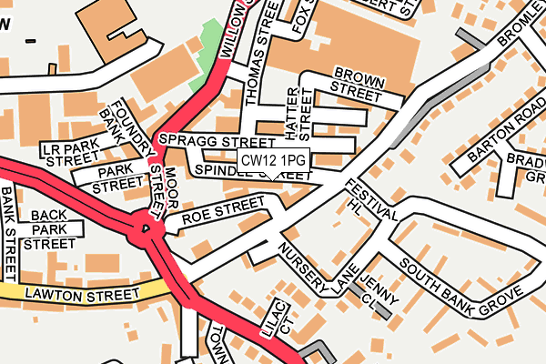 CW12 1PG map - OS OpenMap – Local (Ordnance Survey)