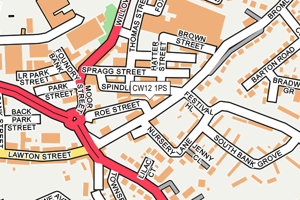 CW12 1PS map - OS OpenMap – Local (Ordnance Survey)