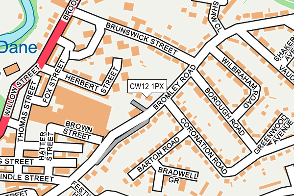 CW12 1PX map - OS OpenMap – Local (Ordnance Survey)