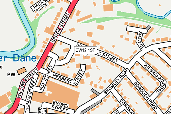 CW12 1ST map - OS OpenMap – Local (Ordnance Survey)