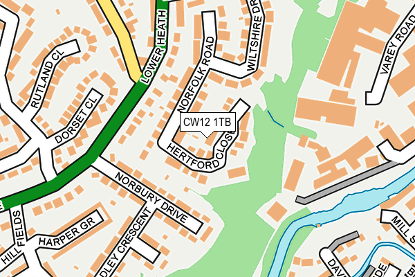 CW12 1TB map - OS OpenMap – Local (Ordnance Survey)