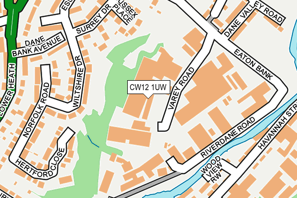 CW12 1UW map - OS OpenMap – Local (Ordnance Survey)