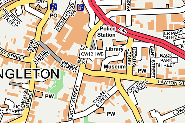 CW12 1WB map - OS OpenMap – Local (Ordnance Survey)