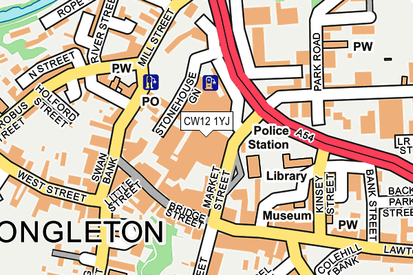 CW12 1YJ map - OS OpenMap – Local (Ordnance Survey)