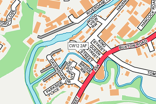 CW12 2AF map - OS OpenMap – Local (Ordnance Survey)