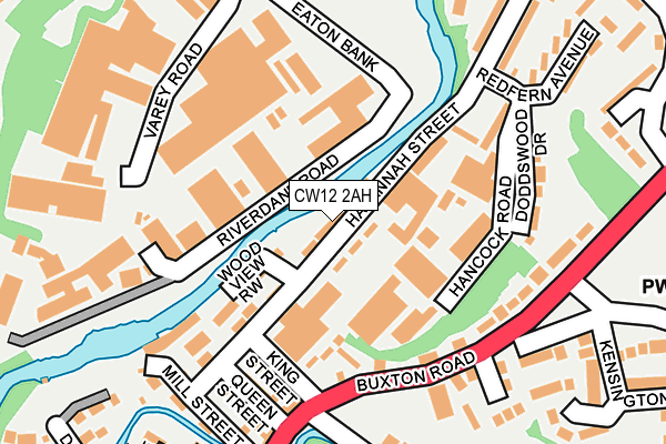 CW12 2AH map - OS OpenMap – Local (Ordnance Survey)