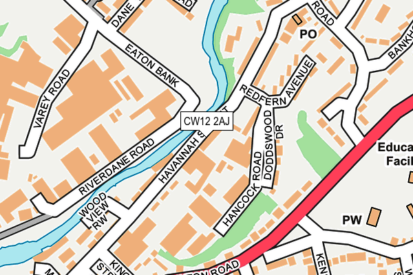 CW12 2AJ map - OS OpenMap – Local (Ordnance Survey)