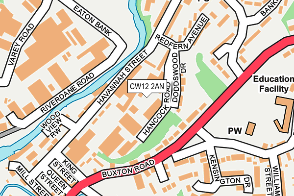 CW12 2AN map - OS OpenMap – Local (Ordnance Survey)