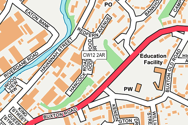 CW12 2AR map - OS OpenMap – Local (Ordnance Survey)