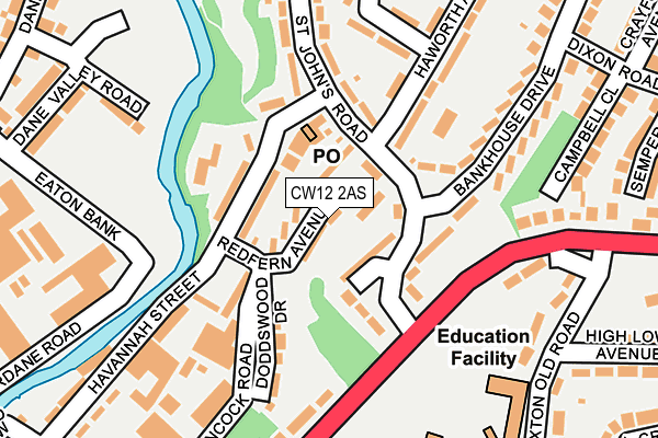 CW12 2AS map - OS OpenMap – Local (Ordnance Survey)