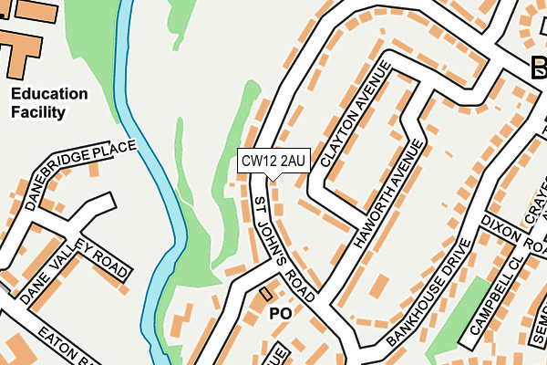 CW12 2AU map - OS OpenMap – Local (Ordnance Survey)