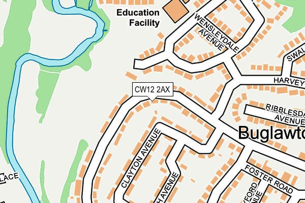 CW12 2AX map - OS OpenMap – Local (Ordnance Survey)