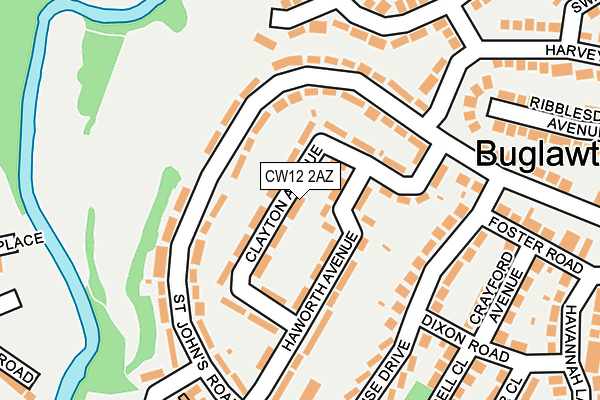 CW12 2AZ map - OS OpenMap – Local (Ordnance Survey)