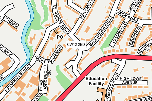 CW12 2BD map - OS OpenMap – Local (Ordnance Survey)