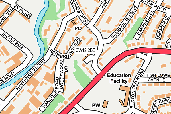 CW12 2BE map - OS OpenMap – Local (Ordnance Survey)