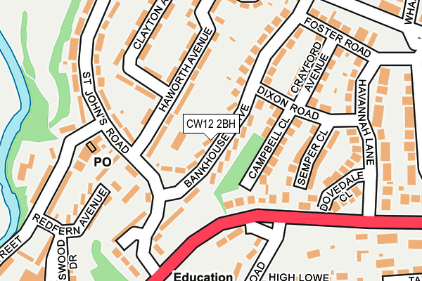 CW12 2BH map - OS OpenMap – Local (Ordnance Survey)