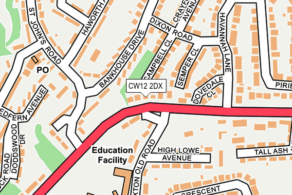 CW12 2DX map - OS OpenMap – Local (Ordnance Survey)