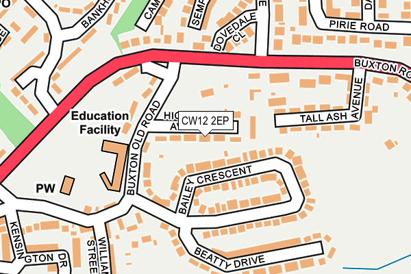 CW12 2EP map - OS OpenMap – Local (Ordnance Survey)