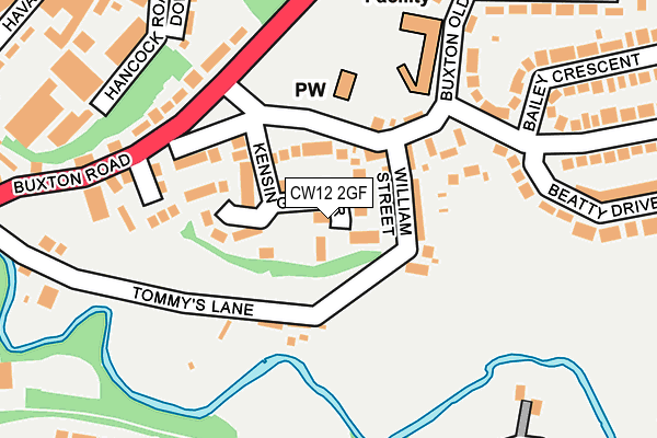 CW12 2GF map - OS OpenMap – Local (Ordnance Survey)