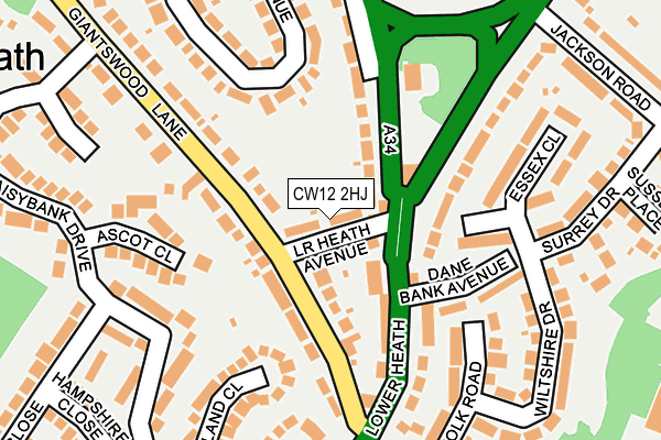 CW12 2HJ map - OS OpenMap – Local (Ordnance Survey)