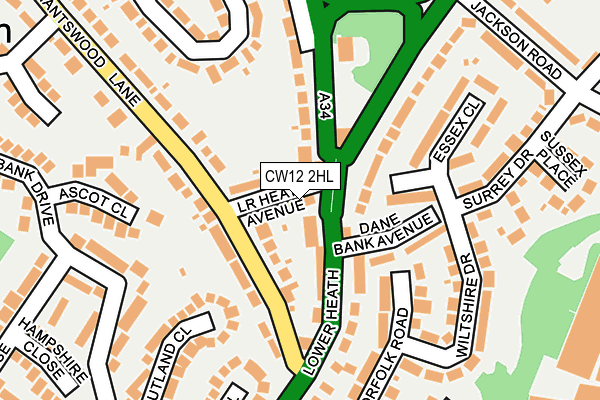 CW12 2HL map - OS OpenMap – Local (Ordnance Survey)