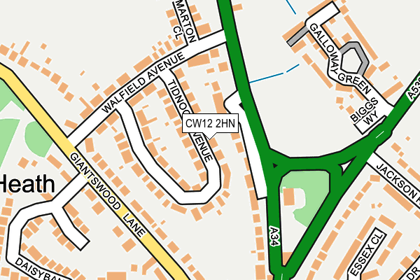 CW12 2HN map - OS OpenMap – Local (Ordnance Survey)