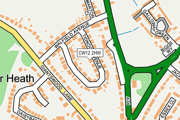 CW12 2HW map - OS OpenMap – Local (Ordnance Survey)