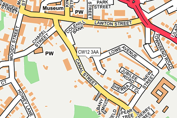 CW12 3AA map - OS OpenMap – Local (Ordnance Survey)