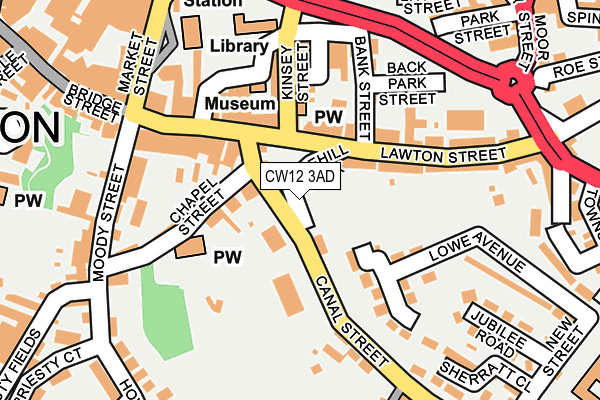 CW12 3AD map - OS OpenMap – Local (Ordnance Survey)