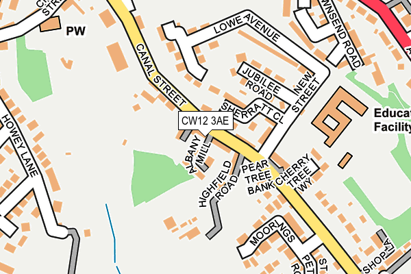 CW12 3AE map - OS OpenMap – Local (Ordnance Survey)