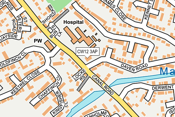 CW12 3AP map - OS OpenMap – Local (Ordnance Survey)