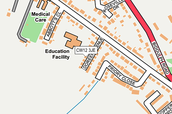 CW12 3JE map - OS OpenMap – Local (Ordnance Survey)