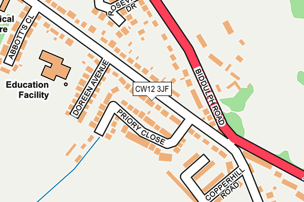 CW12 3JF map - OS OpenMap – Local (Ordnance Survey)