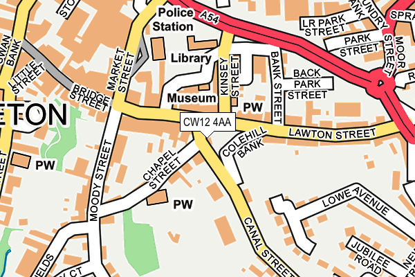 CW12 4AA map - OS OpenMap – Local (Ordnance Survey)