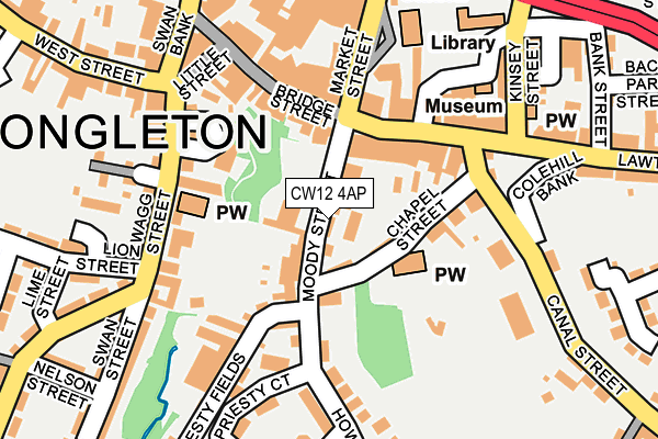 CW12 4AP map - OS OpenMap – Local (Ordnance Survey)