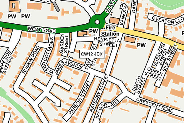 CW12 4DX map - OS OpenMap – Local (Ordnance Survey)