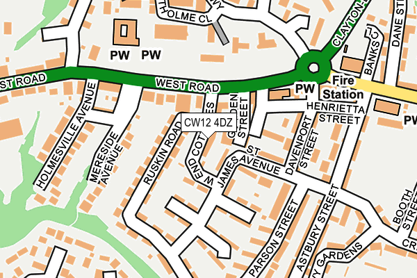 CW12 4DZ map - OS OpenMap – Local (Ordnance Survey)