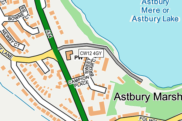 CW12 4GY map - OS OpenMap – Local (Ordnance Survey)