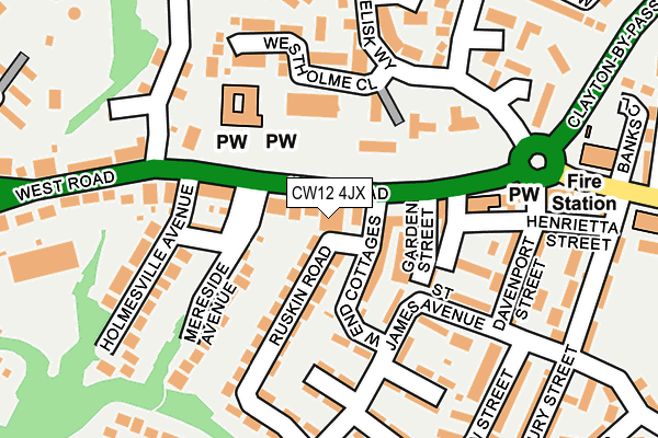 CW12 4JX map - OS OpenMap – Local (Ordnance Survey)